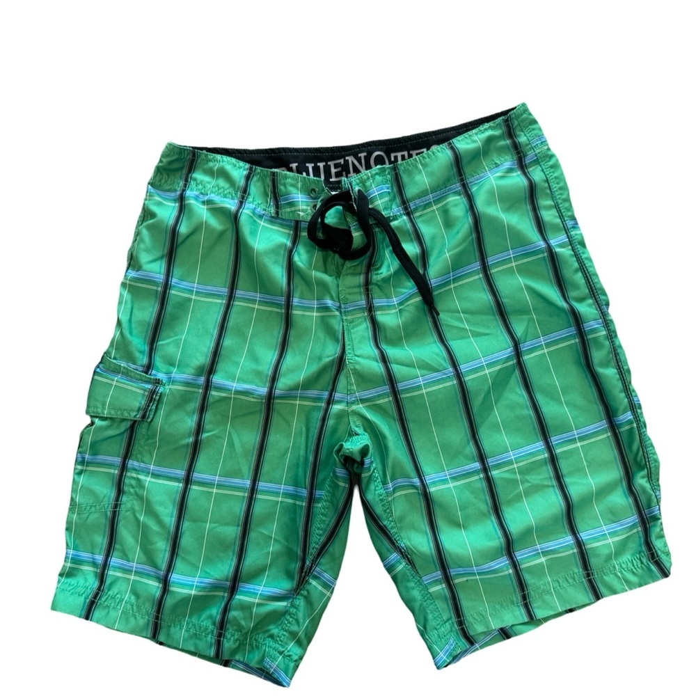 Bluenotes Swimwear Boardshorts Mens Size 32 Green 100% Polyester Drawstring